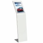 Espositore-a-leggio-in-metallo-bianco-con-cornice-a-scatto-A4