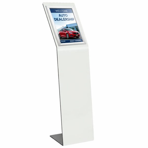 Espositore-a-leggio-in-metallo-bianco-con-cornice-a-scatto-A4