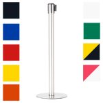 PBC001-colonnina-segna-percorso-finitura-lucida-con-base-piatta-e-nastro-colorato