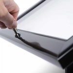 PBCITY312N-Piantana porta menu-per esterni-colore-nero-2xA4-con-serratura