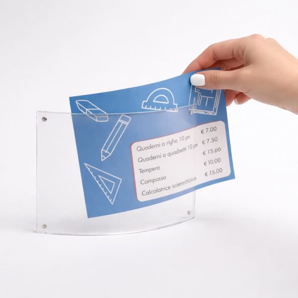 Porta-avvisi-curvi-orizzontali-plexiglass-da-banco-con-magneti