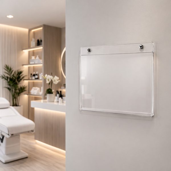 Tasca-porta-avviso-fissaggio-a-parete-per-negozi-uffici-centri-estetici