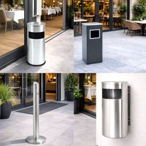 Cestini da esterno con posacenere per bar, hotel, aziende e arredo urbano